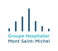 Logo du Groupe Hospitalier Mont Saint-Michel avec des lignes stylisées.